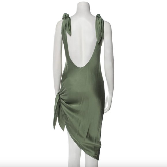 Cult Gaia Delilah Tie Detailed Silk Satin Mini Dress Seaspray M NWT $598.00 - Picture 6 of 10